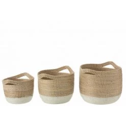 DANSMAMAISON Set De 3 Paniers Ronds Zostere Naturel/Blanc - L 35 X L 35 X H 30 Cm - Naturel 5 DANSMAMAISON Set De 3 Paniers Ronds Zostere Naturel/Blanc - L 35 X L 35 X H 30 Cm - Naturel -Petit rangement Soldes Magasin 55481629 2