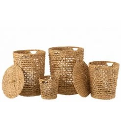 DANSMAMAISON Set De 4 Paniers + Couvercle Jacinthe D'Eau Naturel - L 48 X L 48 X H 61 Cm - Naturel -Petit rangement Soldes Magasin 55482878 2