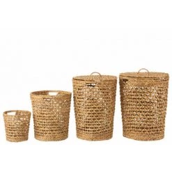 DANSMAMAISON Set De 4 Paniers + Couvercle Jacinthe D'Eau Naturel - L 48 X L 48 X H 61 Cm - Naturel -Petit rangement Soldes Magasin 55482878 3