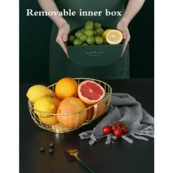 ECHOO Panier à Fruits Multifonction En Fer Doré, Boîte Intérieure Amovible, Bol De Stockage De Fruits, Légumes, Pain, Bonbons, Doré -Petit rangement Soldes Magasin 55535686 3