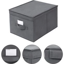 SONGMICS Lot De 3 Boîte Rangement Pliables Avec Couvercles, Cube En Tissu Mon-tissé Avec Porte-étiquettes, Panier, Organisateur, Caisse, 40 X 30 X 25 Cm, Gris RFB03G - Gris 10 SONGMICS Lot De 3 Boîte Rangement Pliables Avec Couvercles, Cube En Tissu Mon-tissé Avec Porte-étiquettes, Panier, Organisateur, Caisse, 40 X 30 X 25 Cm, Gris RFB03G - Gris -Petit rangement Soldes Magasin 55540794 4