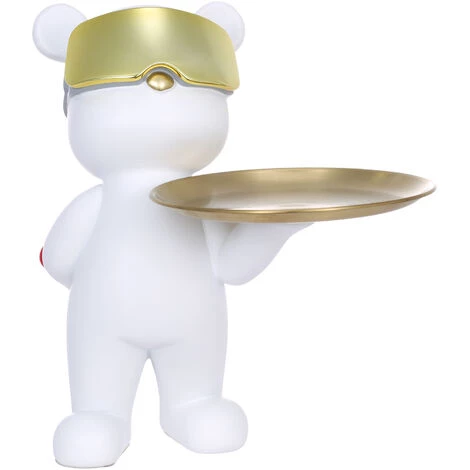 Tomfeel Vide Poche, Porte Ours, Plateau Métal, Sculpture En Résine, Ornament de Rangement Pour Cabinet D'entrée Clé, Cosmétique, Cadeau Pour La Décoration, Blanc 3 Tomfeel Vide Poche, Porte Ours, Plateau Métal, Sculpture En Résine, Ornament de Rangement Pour Cabinet D'entrée Clé, Cosmétique, Cadeau Pour La Décoration, Blanc