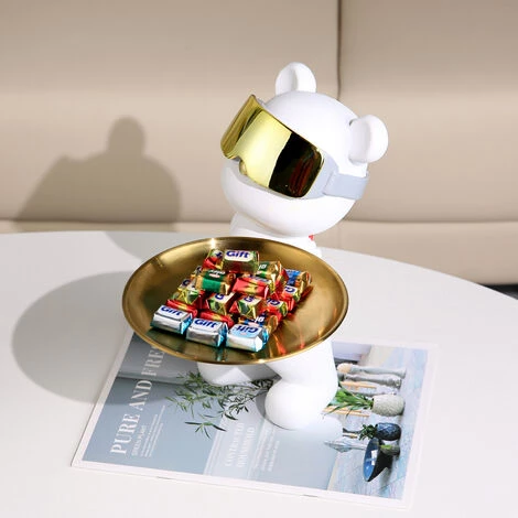 Tomfeel Vide Poche, Porte Ours, Plateau Métal, Sculpture En Résine, Ornament de Rangement Pour Cabinet D'entrée Clé, Cosmétique, Cadeau Pour La Décoration, Blanc 5 Tomfeel Vide Poche, Porte Ours, Plateau Métal, Sculpture En Résine, Ornament de Rangement Pour Cabinet D'entrée Clé, Cosmétique, Cadeau Pour La Décoration, Blanc – Image 3