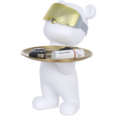 Tomfeel Vide Poche, Porte Ours, Plateau Métal, Sculpture En Résine, Ornament de Rangement Pour Cabinet D'entrée Clé, Cosmétique, Cadeau Pour La Décoration, Blanc 6 Tomfeel Vide Poche, Porte Ours, Plateau Métal, Sculpture En Résine, Ornament de Rangement Pour Cabinet D'entrée Clé, Cosmétique, Cadeau Pour La Décoration, Blanc – Image 4