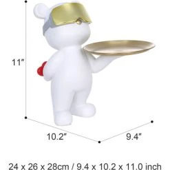 Tomfeel Vide Poche, Porte Ours, Plateau Métal, Sculpture En Résine, Ornament de Rangement Pour Cabinet D'entrée Clé, Cosmétique, Cadeau Pour La Décoration, Blanc 11 Tomfeel Vide Poche, Porte Ours, Plateau Métal, Sculpture En Résine, Ornament de Rangement Pour Cabinet D'entrée Clé, Cosmétique, Cadeau Pour La Décoration, Blanc -Petit rangement Soldes Magasin 55568915 5