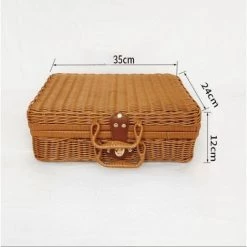 BEICHEN Bo?te De Pique-nique Panier Pique-nique 35*24*12cm En Rotin Rangement Rétro Bagages Organisateur Valise -Petit rangement Soldes Magasin 55635307 3