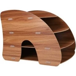 BARES Organiseur Bureau Bois Set De Rangement Bureau DIY 4 Compartiments Bac à Dossiers Porte-documents Multifonction Trieur Fichiers Livre Journaux Magazines A4 Boîtes Étagère De Rangement Rouge -Petit rangement Soldes Magasin 55635712 4