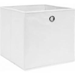 INLIFE Boîtes De Rangement 4 Pcs Tissu Intissé 28x28x28 Cm Blanc