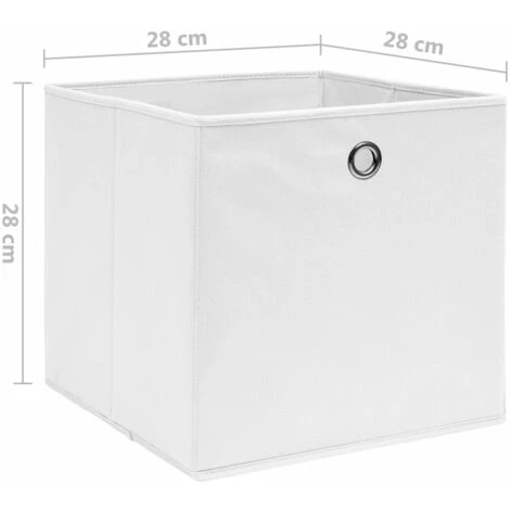 INLIFE Boîtes De Rangement 4 Pcs Tissu Intissé 28x28x28 Cm Blanc 7 INLIFE Boîtes De Rangement 4 Pcs Tissu Intissé 28x28x28 Cm Blanc – Image 5