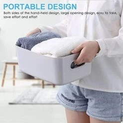ILOVEMILAN Panier De Rangement En Plastique Avec Poignées, Petit Boîte De Rangement Léger Bac Organiseur Pour Salle De Bain, Cuisine, Chambre D’Enfant, Cosmétiques, Tiroir, étagères (Lot De 3) -Petit rangement Soldes Magasin 55746019 3