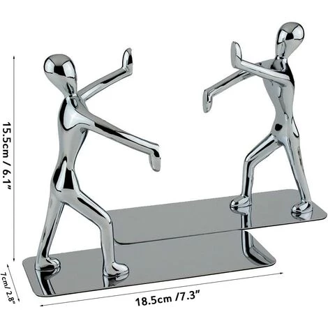 VERSAILLESFR Paire De Serre-livres En Acier Inoxydable, En Forme D’hommes Pratiquant Le Kung-fu, Décoratifs, Tendance Et Créatifs, Pour Ranger Et Organiser Vos Livres à La Maison, Au Bureau, Dans Une Bibliothèque, Idée Cadeau Silver 18.5*7*15.5cm,Versailles 4 VERSAILLESFR Paire De Serre-livres En Acier Inoxydable, En Forme D’hommes Pratiquant Le Kung-fu, Décoratifs, Tendance Et Créatifs, Pour Ranger Et Organiser Vos Livres à La Maison, Au Bureau, Dans Une Bibliothèque, Idée Cadeau Silver 18.5*7*15.5cm,Versailles – Image 2