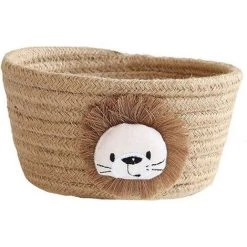 BEARSU Paniers De Rangement Corde Coton, Panier De Organisateurs Lion Rond Panier De Stockage Pliable De Jouets Cosmétique Articles Divers Pour Chambre D’Enfant, Bureau, Maison DéCoration