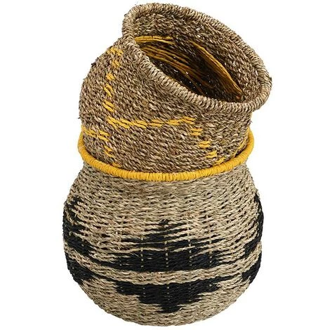 OZAIA Lot De 2 Paniers En Corde De Papier Et Jonc De Mer BASTET - D. 25 Et D. 18 Cm - Naturel - Naturel Clair 4 OZAIA Lot De 2 Paniers En Corde De Papier Et Jonc De Mer BASTET - D. 25 Et D. 18 Cm - Naturel - Naturel Clair – Image 2