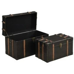 OZAIA Lot De 2 Malles MAHALIA - Revêtement En Simili Marron - 2 Tailles : L. 64 Et L. 54 Cm - Marron Chocolat -Petit rangement Soldes Magasin 55883664 4