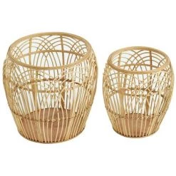 OZAIA Lot De 2 Paniers Ethniques En Rotin Et Bambou LOULI - H. 39 Et H. 35 Cm - Naturel - Naturel Clair -Petit rangement Soldes Magasin 55884244 2