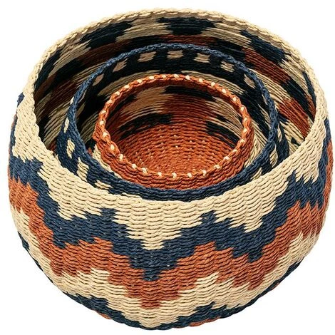 OZAIA Lot De 3 Paniers En Paille Et Corde De Papier IQUITO - D. 32, D. 24 Et D. 16 Cm - Multicolore - Multicolore 4 OZAIA Lot De 3 Paniers En Paille Et Corde De Papier IQUITO - D. 32, D. 24 Et D. 16 Cm - Multicolore - Multicolore – Image 2