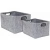 TOILINUX Lot De 2 Paniers De Rangement Rectangulaires En Polyester - Longueur 40 Hauteur 30 Profondeur 24cm - Gris -Petit rangement Soldes Magasin 55886646 1