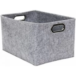 TOILINUX Lot De 2 Paniers De Rangement Rectangulaires En Polyester - Longueur 40 Hauteur 30 Profondeur 24cm - Gris -Petit rangement Soldes Magasin 55886646 3