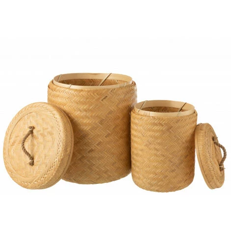 DANSMAMAISON Set De 2 Paniers De Rangement Ronds En Bambou Naturel - L 45 X L 45 X H 57 Cm - Naturel 4 DANSMAMAISON Set De 2 Paniers De Rangement Ronds En Bambou Naturel - L 45 X L 45 X H 57 Cm - Naturel – Image 2