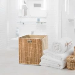 Panier De Rangement En Bambou Carré 31x31 Cm - Marron - SILUMEN 5 Panier De Rangement En Bambou Carré 31x31 Cm - Marron - SILUMEN -Petit rangement Soldes Magasin 56327667 2