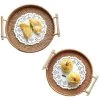 ILOVEMILAN Plateau De Rangement En Rotin Tissé à La Main Avec Manche En Bois Panier De Rangement Rond En Osier (S) -Petit rangement Soldes Magasin 56381795 1