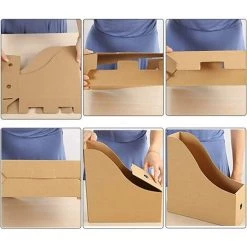 LTS FAFA Porte Revues Dossiers Bureau, 5 Pièces Porte Revues En Carton, Porte Revues En Papier Kraft, Porte Revues, Pour Stockage Fichiers Fournitures Bureau Papeterie à Domicile Bureau Dortoir Scolaire -Petit rangement Soldes Magasin 56405932 5