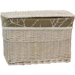 AUBRY GASPARD Malle En Osier Et Doublure Florale Beige - Naturel