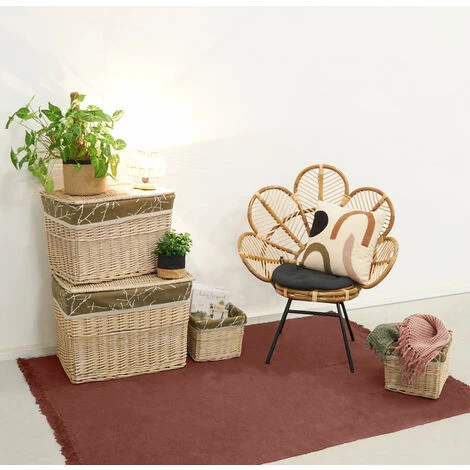 AUBRY GASPARD Malle En Osier Et Doublure Florale Beige - Naturel 4 AUBRY GASPARD Malle En Osier Et Doublure Florale Beige - Naturel – Image 2