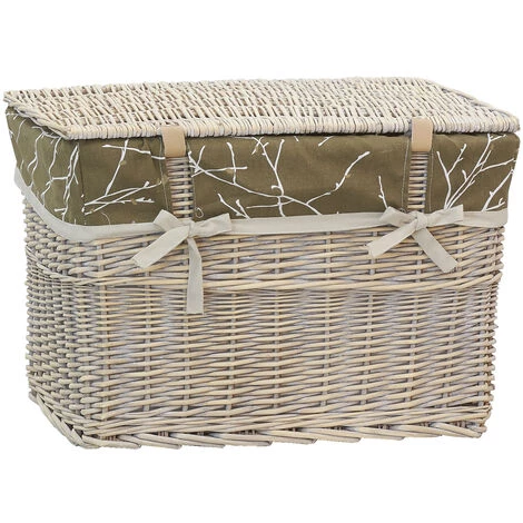 AUBRY GASPARD Malle En Osier Et Doublure Florale Beige - Naturel 5 AUBRY GASPARD Malle En Osier Et Doublure Florale Beige - Naturel – Image 3