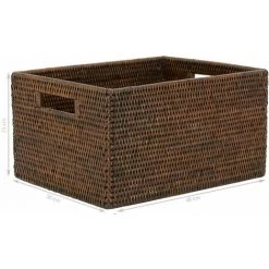 AUBRY GASPARD Panier De Rangement En Rotin Antique Longueur 48cm Marron - Marron -Petit rangement Soldes Magasin 56480798 4