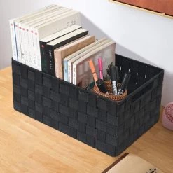 MACARON Panier De Salle De Bains Boîte De Rangement Sans Couverture En Tissu De Nylon Panier De Rangement De Vêtements Panier De Finition De Salle De Bain Boîte De Finition De Type Tiroir (30,5 * 20,5 * 12,5 Cm)LO-Ron -Petit rangement Soldes Magasin 56494120 5