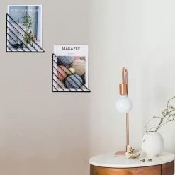 MACARON Triangle Étagère à Livres Pour Présentoir D'Entrée, Étagères à Livres Murales En Fer Pour Organisateur De Crèche, Étagère De Rangement Murale En Métal, Titulaire Du Fichier, Porte Revues LO-Ron -Petit rangement Soldes Magasin 56494126 5