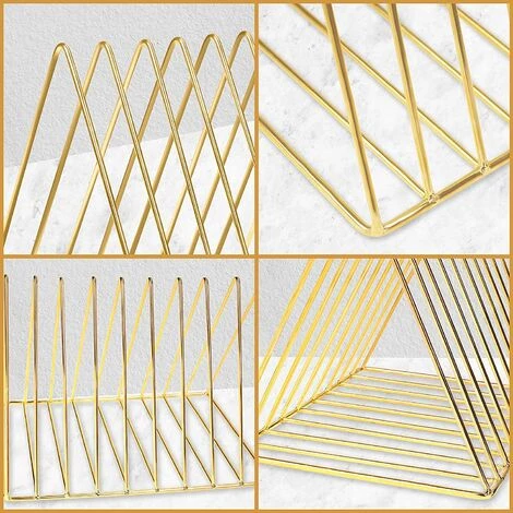 MACARON Porte Revue Metal Or - Porte Revue WC, Maison, Étagère, Salle De Bains Et Bureau En Triangle à 9 Fentes - Porte Journaux, Livres, Tablettes Et Dossiers LO-Ron 5 MACARON Porte Revue Metal Or - Porte Revue WC, Maison, Étagère, Salle De Bains Et Bureau En Triangle à 9 Fentes - Porte Journaux, Livres, Tablettes Et Dossiers LO-Ron – Image 3