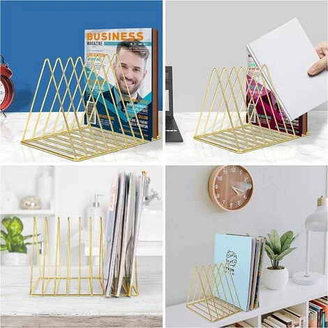 MACARON Porte Revue Metal Or - Porte Revue WC, Maison, Étagère, Salle De Bains Et Bureau En Triangle à 9 Fentes - Porte Journaux, Livres, Tablettes Et Dossiers LO-Ron 6 MACARON Porte Revue Metal Or - Porte Revue WC, Maison, Étagère, Salle De Bains Et Bureau En Triangle à 9 Fentes - Porte Journaux, Livres, Tablettes Et Dossiers LO-Ron – Image 4