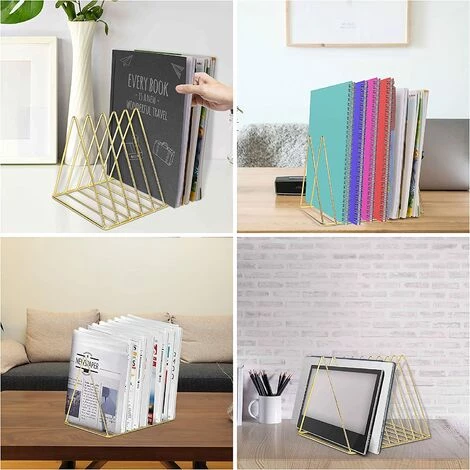 MACARON Porte Revue Metal Or - Porte Revue WC, Maison, Étagère, Salle De Bains Et Bureau En Triangle à 9 Fentes - Porte Journaux, Livres, Tablettes Et Dossiers LO-Ron 7 MACARON Porte Revue Metal Or - Porte Revue WC, Maison, Étagère, Salle De Bains Et Bureau En Triangle à 9 Fentes - Porte Journaux, Livres, Tablettes Et Dossiers LO-Ron – Image 5