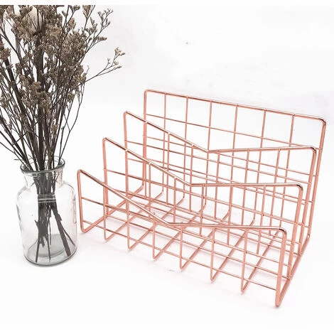 MACARON Trieuse De Courrier à 3 Fentes En Fil Métallique, Porte-revue Fichier Journaux Documents Bureau Étagère De Rangement Organisateur (Or Rose V Forme)LO-Ron 3 MACARON Trieuse De Courrier à 3 Fentes En Fil Métallique, Porte-revue Fichier Journaux Documents Bureau Étagère De Rangement Organisateur (Or Rose V Forme)LO-Ron