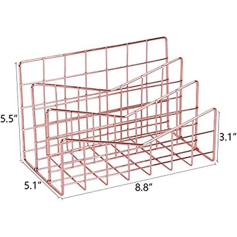 MACARON Trieuse De Courrier à 3 Fentes En Fil Métallique, Porte-revue Fichier Journaux Documents Bureau Étagère De Rangement Organisateur (Or Rose V Forme)LO-Ron 4 MACARON Trieuse De Courrier à 3 Fentes En Fil Métallique, Porte-revue Fichier Journaux Documents Bureau Étagère De Rangement Organisateur (Or Rose V Forme)LO-Ron – Image 2