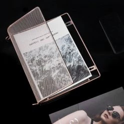 MACARON Porte-Revues Mural En Maille Métal,Porte-Journaux Trieur En Maille Tressée,Multifonction Bibliothèque Murale,pour Etude Salon Et Bureau Noir LO-Ron -Petit rangement Soldes Magasin 56494152 4