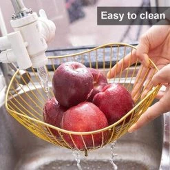 LTS FAFA Bols De Corbeille De Fruits En Métal, 2 Pièces Bols à Fruits En Fil Métallique, Corbeille à Fruits En Métal, Pour La Décoration Salle à Manger Table Panier De Fruits à La Maison (Noir Et Or) -Petit rangement Soldes Magasin 56494275 5