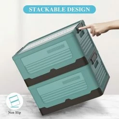 MACARON Boîte De Rangement Pour Vêtements Et Penderies, Sac De Rangement Vetement Plastique, Bac Rangement Plastique Pour Empilable, Salon, Chambre(Bleu 44.5*32*21.5cm)LO-Ron -Petit rangement Soldes Magasin 56570558 3