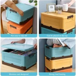 MACARON Boîte De Rangement Pour Vêtements Et Penderies, Sac De Rangement Vetement Plastique, Bac Rangement Plastique Pour Empilable, Salon, Chambre(Bleu 44.5*32*21.5cm)LO-Ron -Petit rangement Soldes Magasin 56570558 5