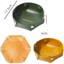 MACARON Plateau Rond En Cuir,2 Pièces Plateau De Rangement En Cuir,Vide Poche En Faux Cuir,Plateau De Rangement Pour Monnaie,Pour Cle, Montres, Fournitures De Bureau, Bijoux(17,5*6cm Vert Foncé + Orange)LO-Ron -Petit rangement Soldes Magasin 56570580 2