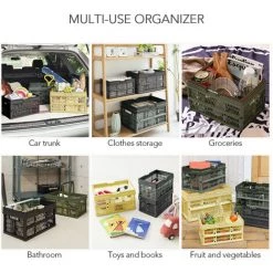 SUPERSELLER Caisses De Stockage Pliables Avec Poignées Conteneur De Stockage Empilable Camping Épicerie Panier , L - L 10 SUPERSELLER Caisses De Stockage Pliables Avec Poignées Conteneur De Stockage Empilable Camping Épicerie Panier , L - L -Petit rangement Soldes Magasin 56807524 4