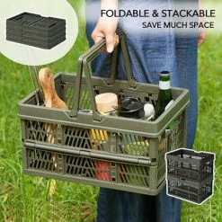 SUPERSELLER Caisses De Stockage Pliables Avec Poignées Conteneur De Stockage Empilable Camping Épicerie Panier , L - L 11 SUPERSELLER Caisses De Stockage Pliables Avec Poignées Conteneur De Stockage Empilable Camping Épicerie Panier , L - L -Petit rangement Soldes Magasin 56807524 5