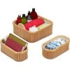 Relaxdays Panier De Rangement Bambou Et Tissu, Lot De 3, Corbeilles Salle De Bain, 2 Tailles Différentes, Nature/crème -Petit rangement Soldes Magasin 56841930 1