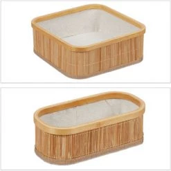 Relaxdays Panier De Rangement Bambou Et Tissu, Lot De 3, Corbeilles Salle De Bain, 2 Tailles Différentes, Nature/crème 8 Relaxdays Panier De Rangement Bambou Et Tissu, Lot De 3, Corbeilles Salle De Bain, 2 Tailles Différentes, Nature/crème -Petit rangement Soldes Magasin 56841930 2