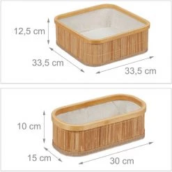 Relaxdays Panier De Rangement Bambou Et Tissu, Lot De 3, Corbeilles Salle De Bain, 2 Tailles Différentes, Nature/crème 11 Relaxdays Panier De Rangement Bambou Et Tissu, Lot De 3, Corbeilles Salle De Bain, 2 Tailles Différentes, Nature/crème -Petit rangement Soldes Magasin 56841930 5