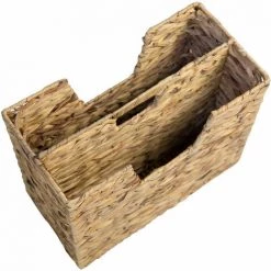DéCOSHOP26 Porte-revues En Jacinthe D'eau Tressée 2 Compartiments 40x34x20 Cm - Or -Petit rangement Soldes Magasin 5696801 3