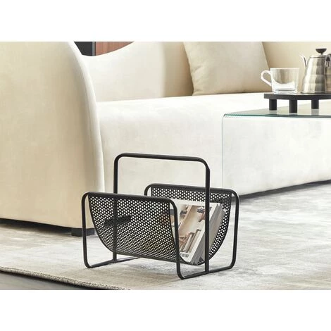 BELIANI Porte-magazines En Acier Noir - Noir 4 BELIANI Porte-magazines En Acier Noir - Noir – Image 2