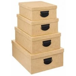 FIVE SIMPLY SMART Lot De 4 Boîtes De Rangement "Jute" 39cm Naturel